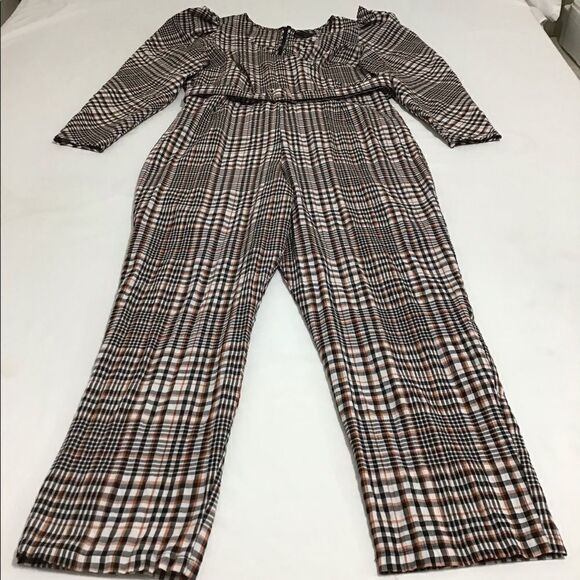 ASOS DESIGN Belted Extreme Sleeve Checkered Print Jumpsuit Size 12 NWOT - Picture 1 of 12